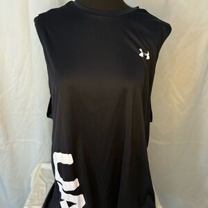 Men’s Under Armour Black Sleeveless Athletic Tank with White Logos